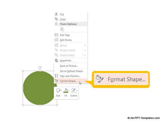 Format shape option to get to 3D bevel