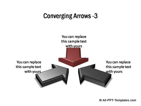 3 sets of 3D block arrows converging