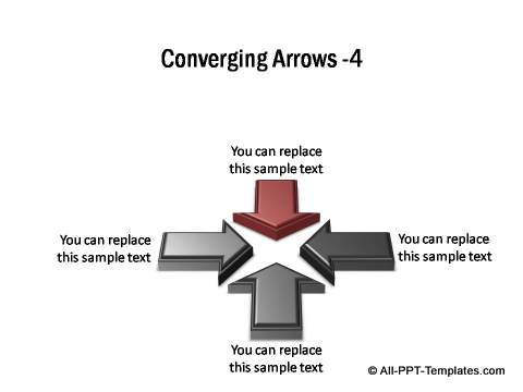 4 sets of 3D block arrows converging