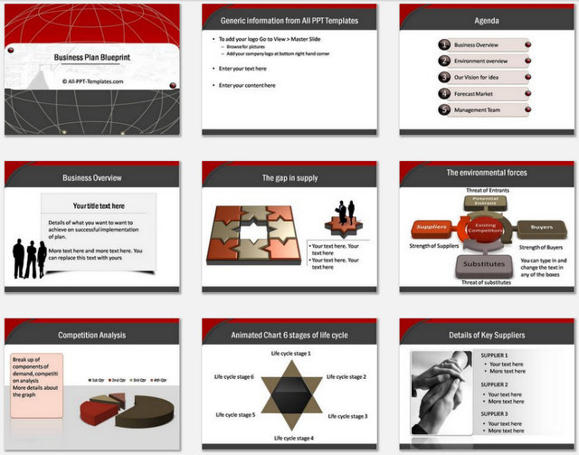 Powerpoint Business Plan Blueprint Charts 1