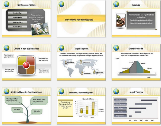 Powerpoint Gold Wave Charts 2