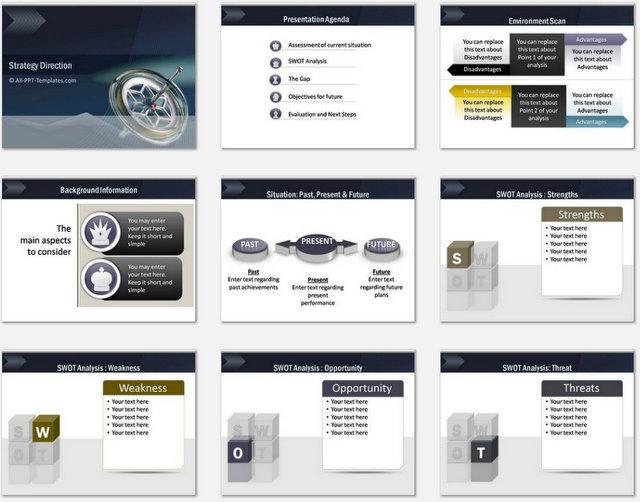 PowerPoint Strategy Direction Charts 01