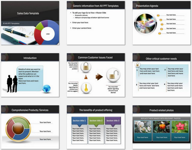 PowerPoint Sales Data Charts 01