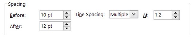 Line Spacing setting